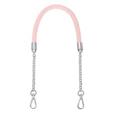 62cm/24.4" PU Leather Braided Purse Strap Light Pink, Silver Buckle 