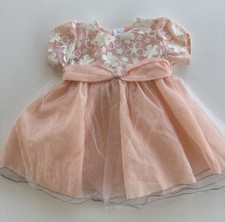Vintage Oki Doki USA Infant Pink Tulle Lace Overlay Dress 18 Months Okie Dokie