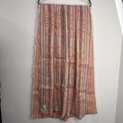 Loewe, S.A. Orange scarf with striped pattern + Anagram logo Italy  27 * 80  