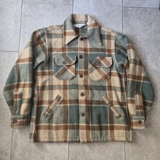 Vintage Woolrich Plaid Coat Shacket Sz M 100 Wool 1970s Outdoors Gorpcore