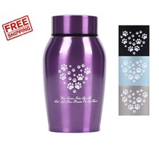 Beautifully Polished Small Stainless Steel Urn for Dog  Cat Ashes - Purple