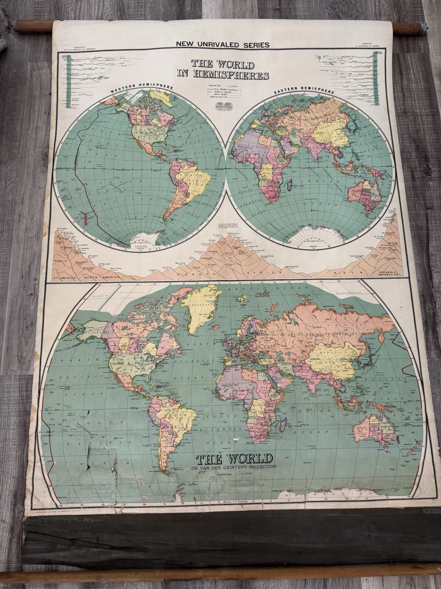 No.536『（英文）フィリップス版 携帯用世界地図』1923（大正12）年 Preços baixos em Mundo Antigo Original de Mapas e Atlas Mundial
