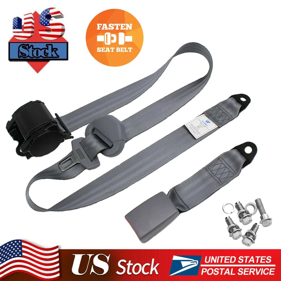2x Kit Ajustable Cinturón de Seguridad Universal 3 Puntos Retráctil para Asiento de Coche Foto 4 de 4