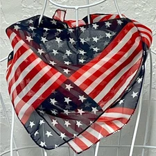 Vintage Patriotic American Flag Stars Stripes Scarf 20 X 20