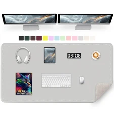 Large Desk Pad 47.2" x 17" PU Leather Desk Mat for Desktop Non-Slip Office De...