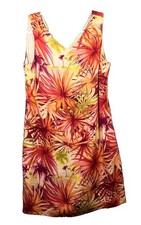 Tommy Bahama Silk Stretch Tropical Palm Print V-Neck Shift Dress Resort Cruise S