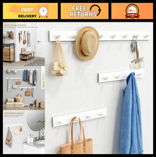 16-Inch Wall-Mounted Coat Rack - 4 Heavy-Duty Hooks for Hats, Bags  Clothes