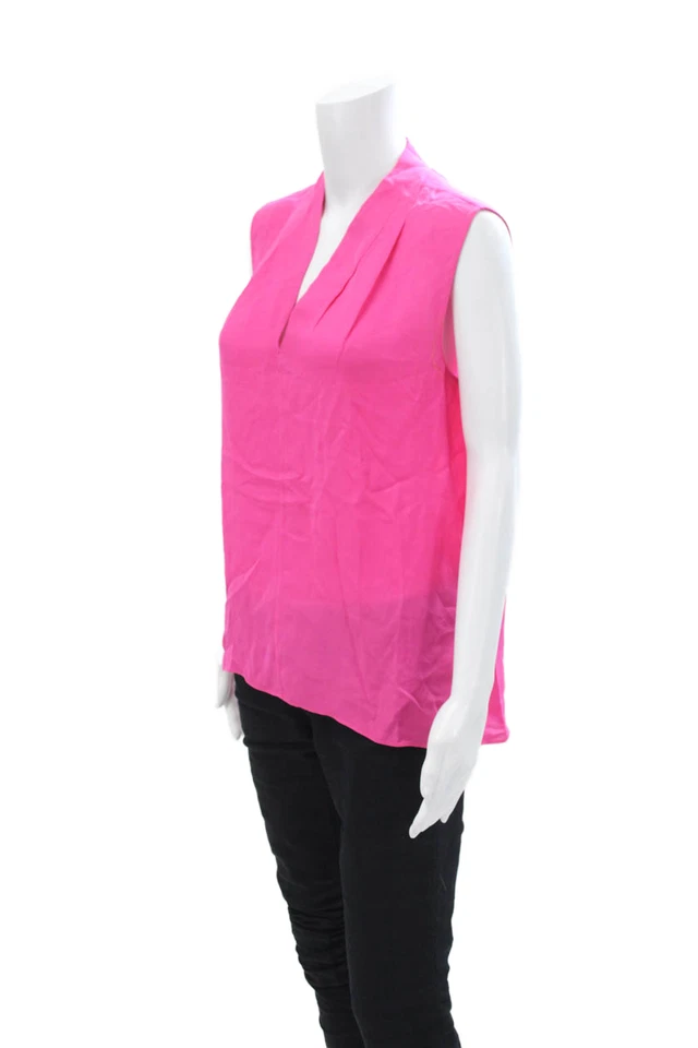Camiseta sin mangas para mujer Elie Tahari con cuello en V rosa fucsia talla M Foto 2 de 4