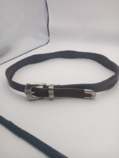 Frye Womens Belt Medium Western Braided Trim Brown Leather Silver Buckle