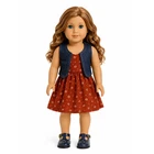 Rust Sundress with Denim Vest 18" Doll Clothes Fits American Girl Doll