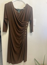 Lauren Ralph Lauren Brown Midi Dress Size 6 
