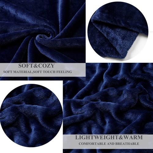 Fleece Plush Throw Blanket Navy Blue(50 by 60 Inches),Super Soft Fuzzy Cozy F... - Picture 4 of 6