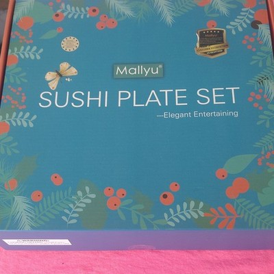 Mallyu Sushi Plate Set Multicolor Abstract Includes Plates & Chopsticks