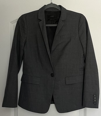 Women J. Crew Super 120's Gray 100% Wool Blazer Sport Jacket Coat Corpcore Sz 2