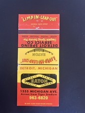 Vintage Michigan Matchbook “Eaton Detroit Spring Service Company” Detroit