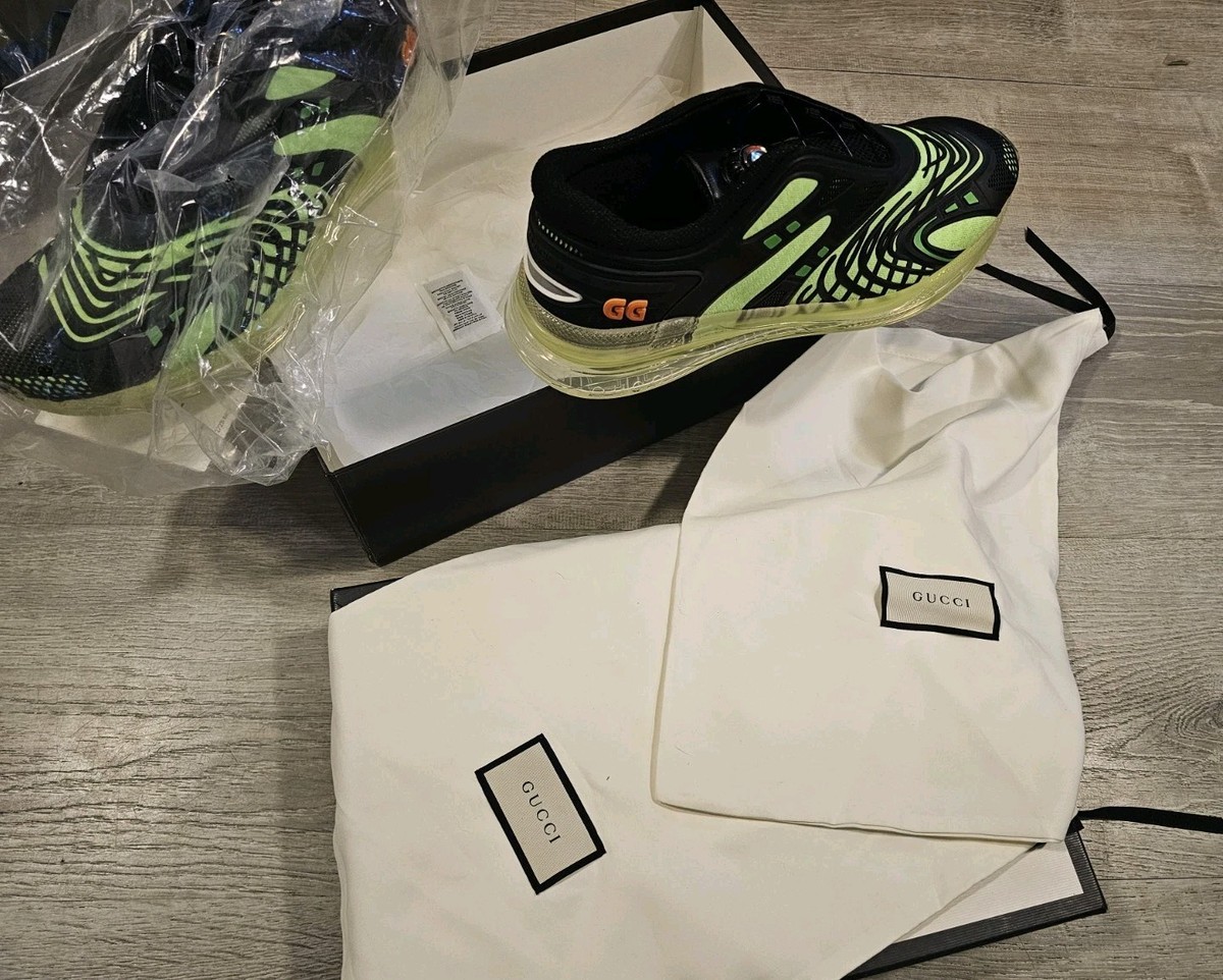 Gucci Ultrapace Black/Green Men 10 GUCCI Ultrapace R Sneakers -Black / Grey -Men main image 4