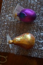 CHRISTOPHER RAKO FRUIT.SUGARED PEAR&PLUM RADKO TAGS ATTACHED. EXCOND