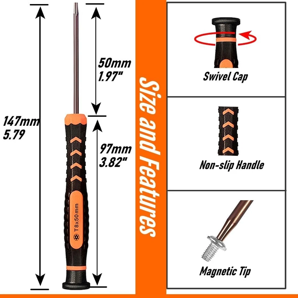 10-Piece Magnetic Torx Screwdriver Set T2-T15 for Precision Electronics Repair - Image 4 of 4