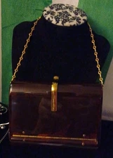 Vintage Wilardy Lucite Translucent Tortoise Purse/evening Bag w/Gold Accents