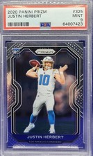 Panini 2020 Prizm Justin Herbert Rookie Card #325 Chargers PSA 9 Graded MINT!. rookie card picture