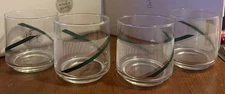 Georges Briard Set of 4 Crisa Whiskey Or Juice Glasses Green & White, 3” H, Nice