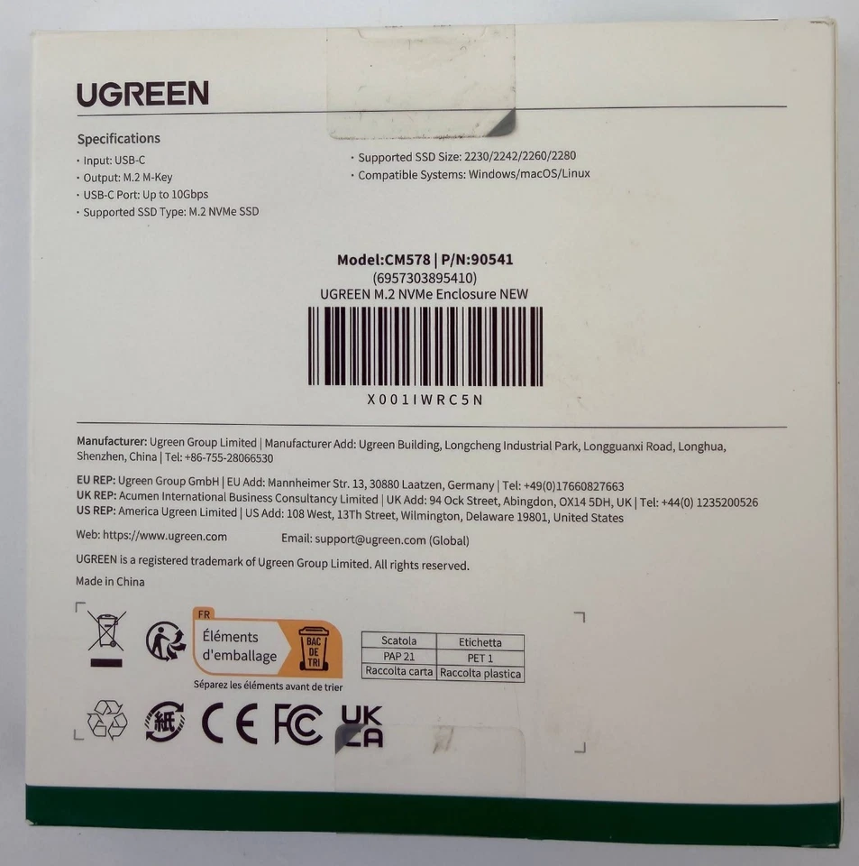 UGREEN M2 NVMe SSD Gehäuse CM578 10Gbps USB C Aluminium - Bild 2 von 3