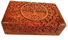 Wooden Indian Handmade Carving Box Tree of LifeTrinket Box Tree Of Life 8X5
