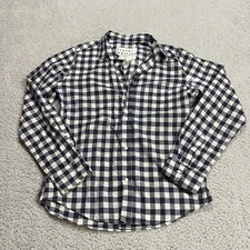 Frank Eileen Shirt Womens Large Blue White Check Barry Lightweight Button Up USA