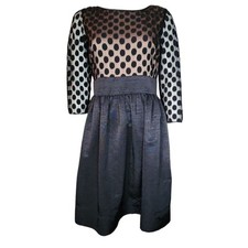 Eliza J Dress Womens Size 10 Black Swiss Dot Mesh Bodice Pockets Zip Up