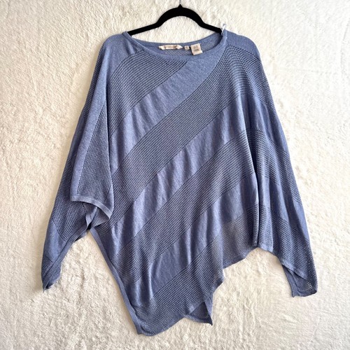 Soft Surroundings Beach Boho Blue Breeze Cozy Core Nights Poncho One Size Blue