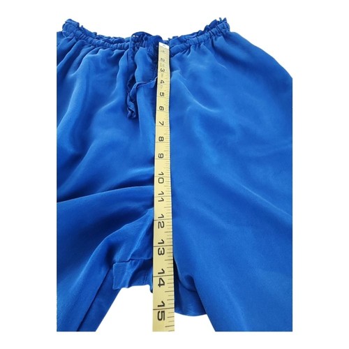 Pantalone Moda International 100% seta lounge blu taglia small leggero gamba larga - Foto 4 di 11