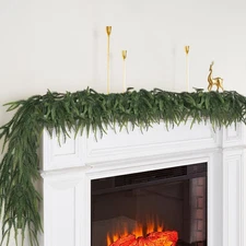 6FT Christmas Norfolk Pine Garland, Real Touch Faux Pine Greenery Garland for Ma