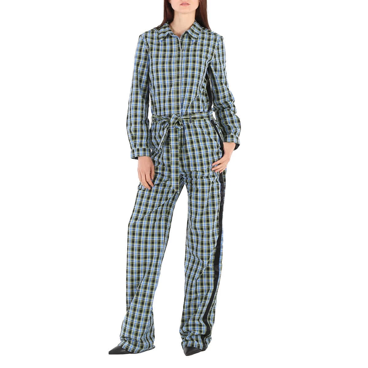 Mono Burberry Damas Azul Azul Azure Lampton Cuadros Corbata Cintura, Marca Talla 4 (EE. UU.