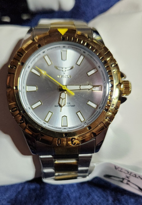 #ad Invicta Men#x27;s Quartz Analog Two Tone SS Bracelet Silver Sunburst Dial 44mm $53.69