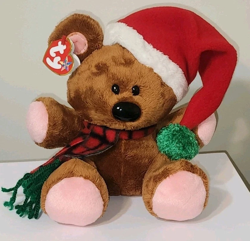 Ty POOKY The Bear Beanie Buddy (Christmas Hat Version) MWCT Stuffed Animal Toy - Image 2 of 4