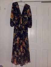 Anthropologie-  BHLDN Mae LS V-Neck Chiffon Maxi Dress Women's Size 0 Purple