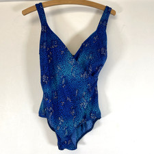 Marks and Spencer Blue Patterned Low Leg Tummy Control Swim Costume UK 12 NWT