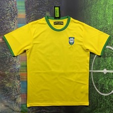 Pele #10 Brazil Home Jersey 1970 World Cup - Retro Shirt - Mens Large - NEW