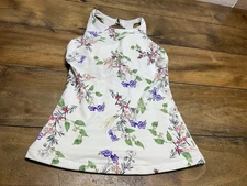 Athleta High Neck Bra Cup Tankini 32B/C Racer back Top Lined Support Swim Floral