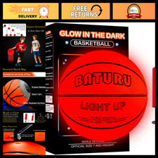 Glow in the Dark Size 7 Basketball with Pump - Light Up Outdoor Toy for Kids, Te