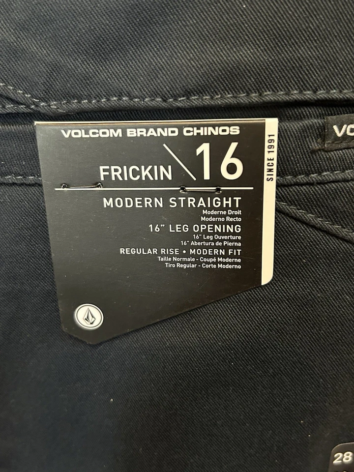 Volcom Frickin Modern Pants Men 28X32 Blue Navy Straight Chino Stretch NWT - Image 4 of 4