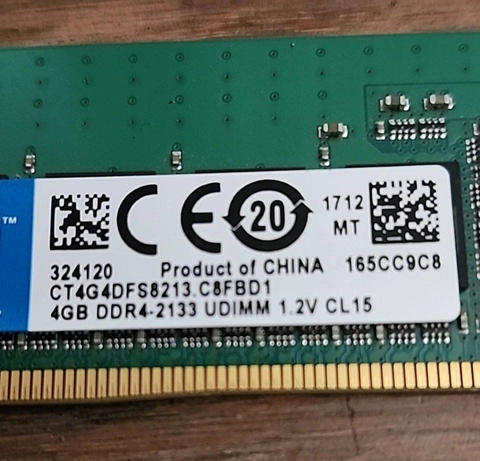 Crucial 4GB DDR4 2133 MHz PC4-19200 1Rx8 UDIMM Laptop Memory RAM (CT4G4DFS82) - Image 2 of 3