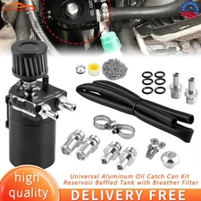 Aluminum Universal Oil Catch Can Kit Reservoir Baffled Tank with Breather Filter