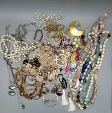 2lbs Mixed Jewelry Lot Costume Modern Vintage Some Wearable Some Crafting