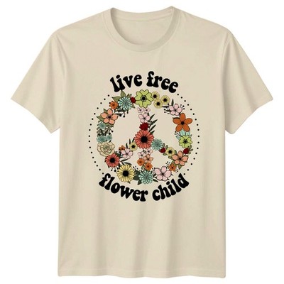 Live Free Flower Child Peace Zeichen Floral Natur T-Shirt
