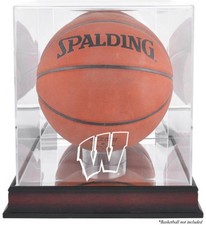 Wisconsin Badgers Antique Finish Basketball Display Case w/Mirror Back