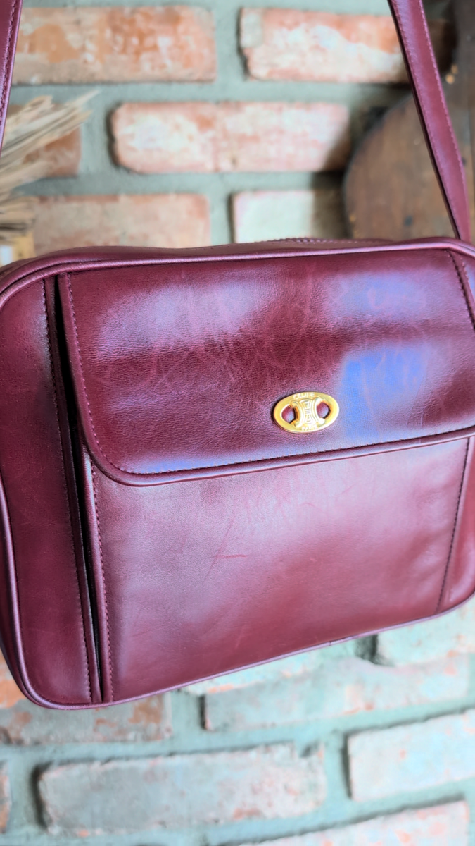 celineバック Vintage Rare Celine Carry On Bordeaux Triomphe Messenger