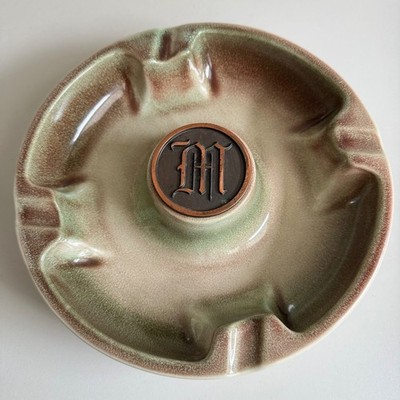 MCM Hyde Park Ceramic Ashtray Monogram M 1960s No. 1900 Cigar Friendly 8'' USA