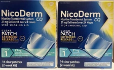 NicoDerm CQ Nicotine, Stop Smoking Aid,2 Packs(14 Clear Patches each)Exp:07/26+
