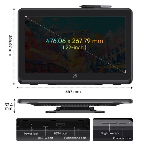 XPPen Artist 22 Plus 21.5inch Drawing display 16K Pressure Levels X3 Pro Roller - Picture 11 of 13